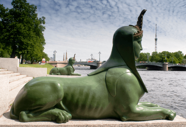 Egyptian sphinx in St. Petersburg and the white nights 4